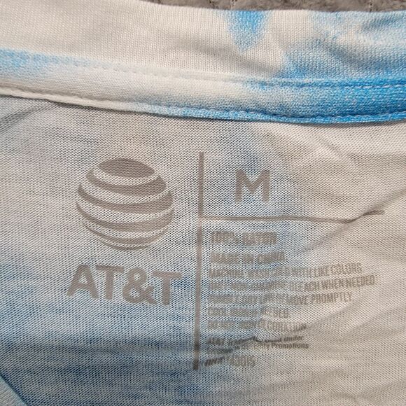 AT&T Top Shirt Womens Size Medium Twist Hem Uniform Employee Team Colors Tie Dye - Picture 2 of 7